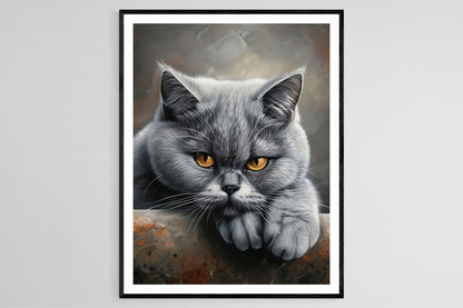 Affiche Chat British Shorthair - Impression Giclée d'Art Félin Adorable