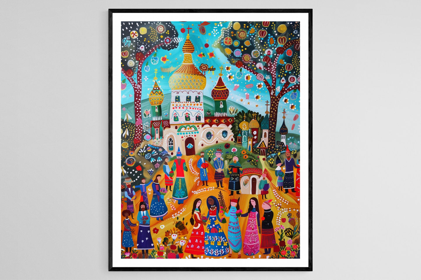 Affiche Mariage Slave – Peinture inspirée de l'art folklorique