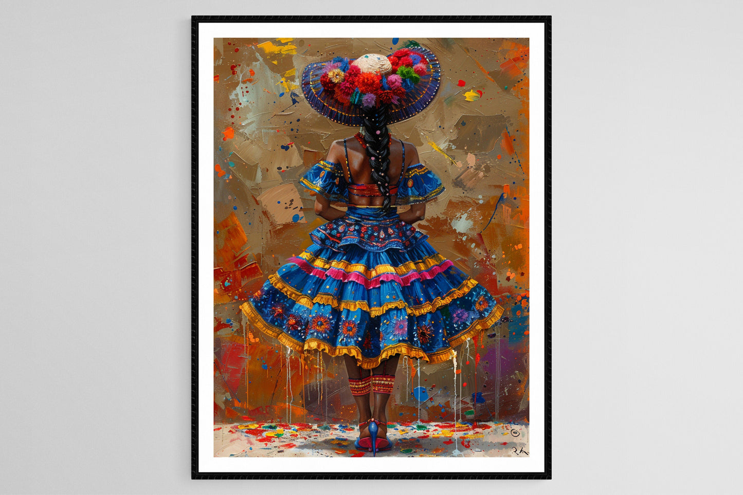 Affiche Palenquera – Poster Vibrante d'Art Afro-Caribéen