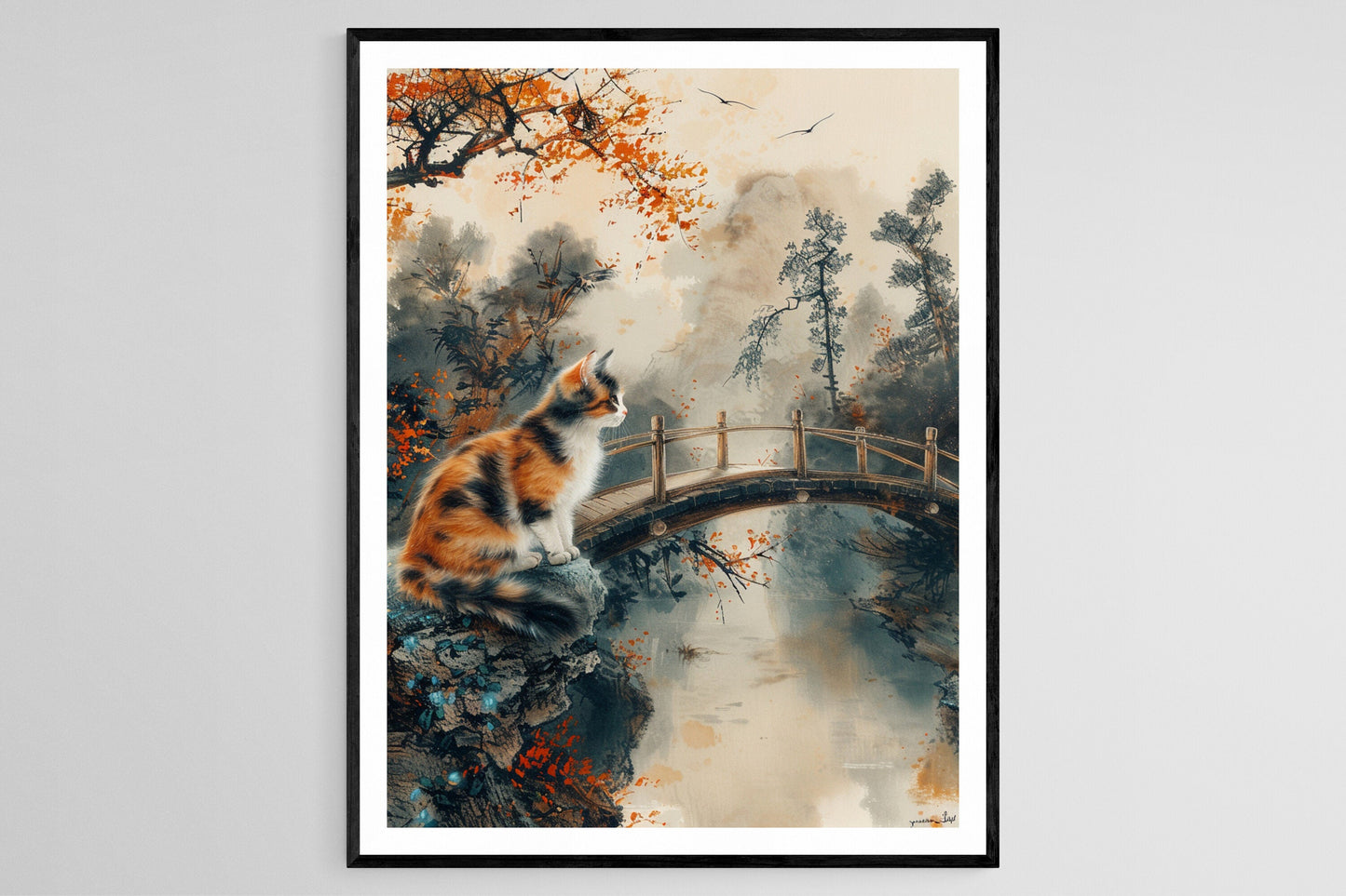 Affiche Chat Endormi Wabi-Sabi – Art de Jardin Zen