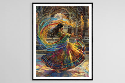Affiche Danse Kathak – Impression Giclee Art de Danse Indienne