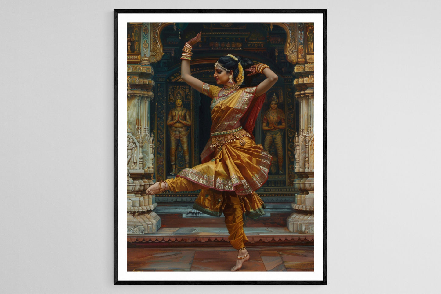 Affiche Danse Bharatanatyam – Giclée Art Indien, Décor Mural Éclatant