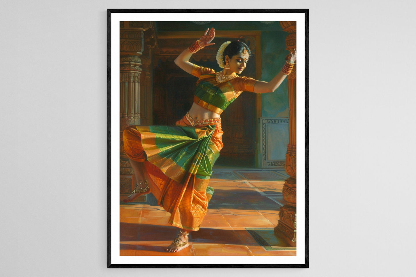 Affiche Bharatanatyam – Impression d'art indien coloré pour la déco