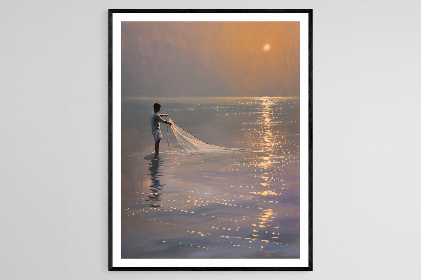 Affiche Pêcheur du Tamil Nadu – Poster Peinture Culturelle Sud-Indienne