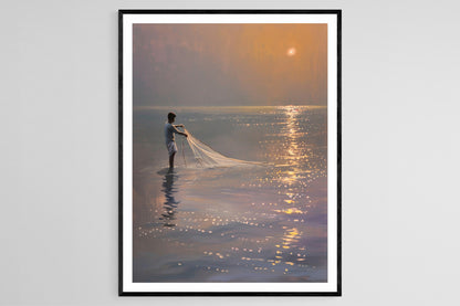 Affiche Pêcheur du Tamil Nadu – Poster Peinture Culturelle Sud-Indienne