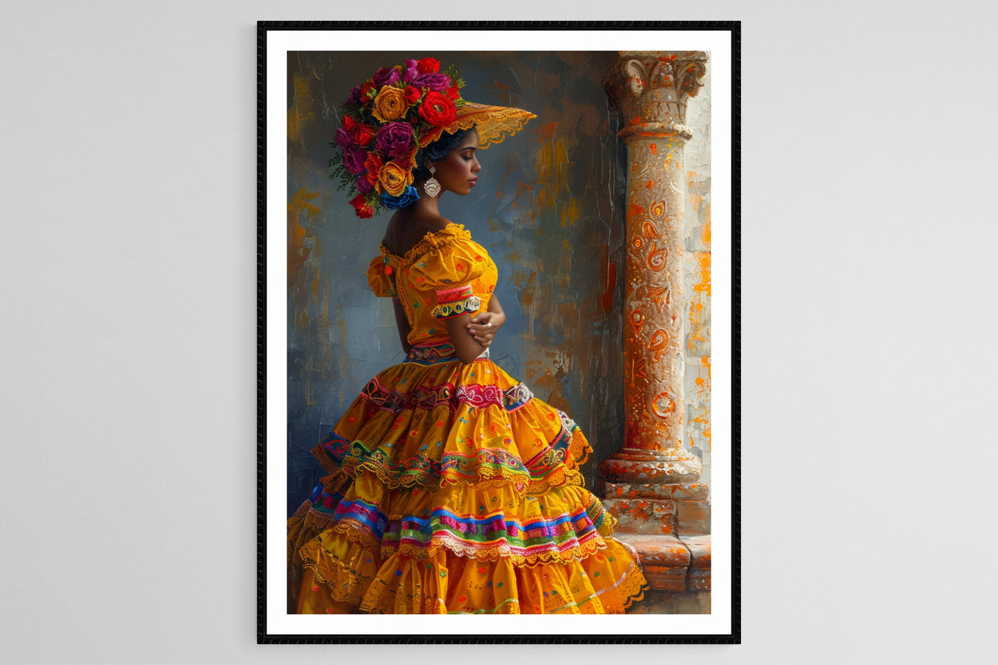Affiche Palenquera Vibrante – Poster Illustration Afro-Colombienne