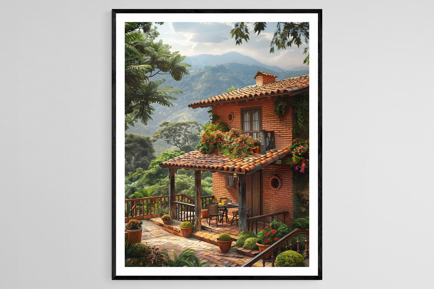 Affiche Villa Colombienne – Impression Giclée Paysage pour Déco Murale