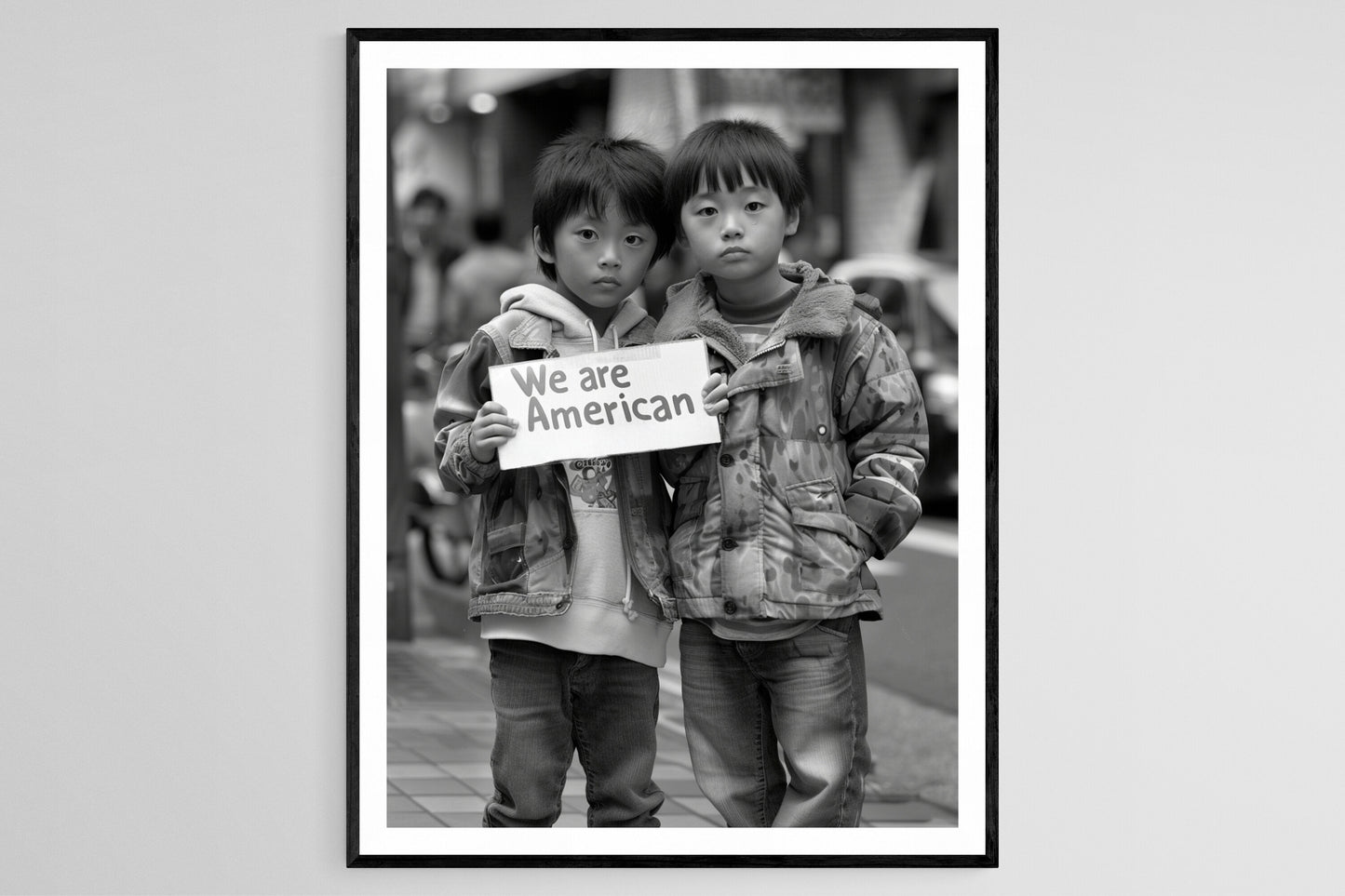 Affiche "Nous sommes Américains, Campement Japonais" – Poster Anti-Racisme