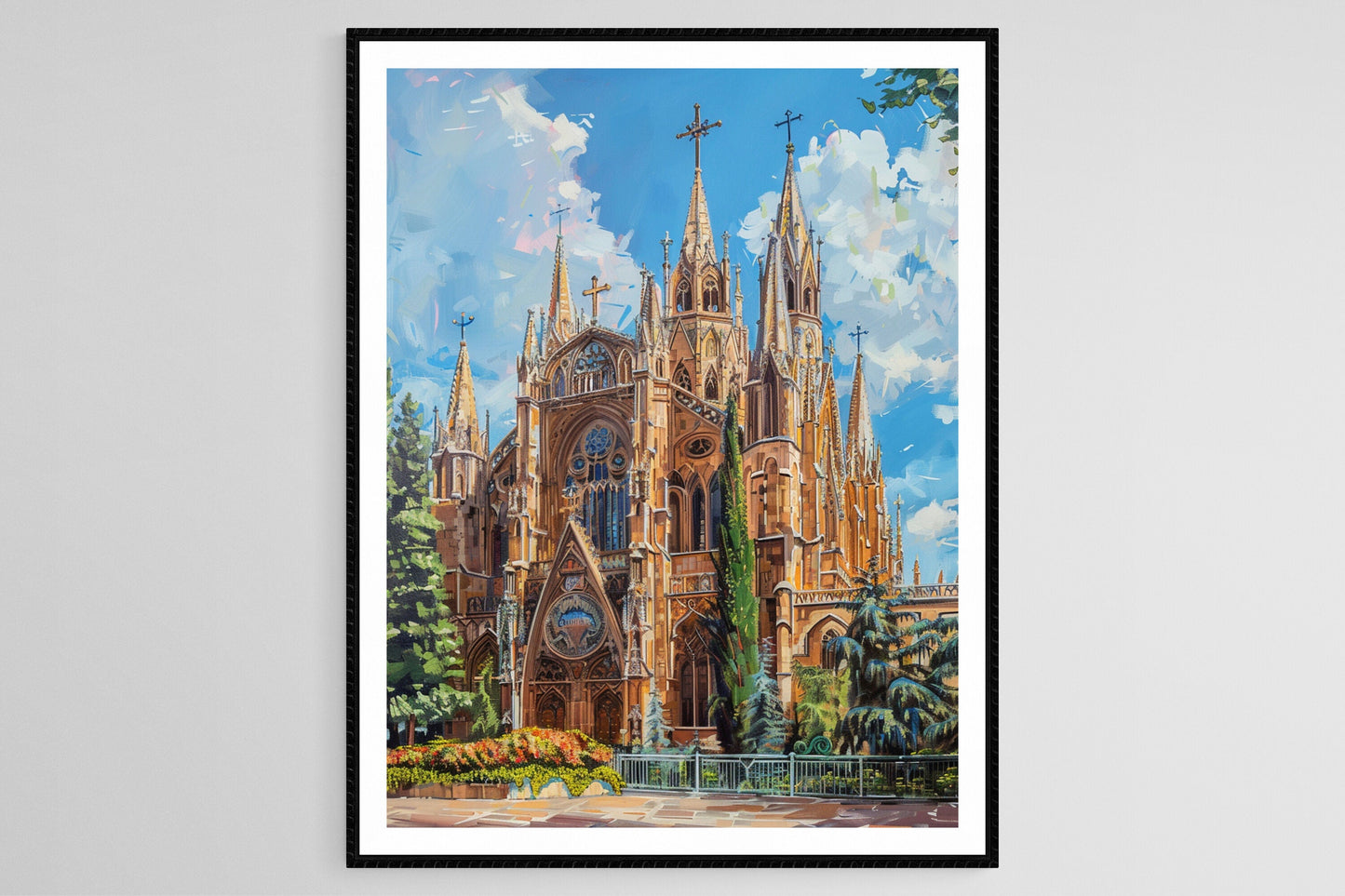 Affiche Cathédrale Santa Ana – Impression Art Déco de l'Architecture Gothique