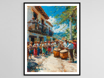 Affiche Marimba Nicaraguéenne – Impression Artistique Vibrante de Performance
