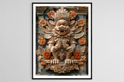 Affiche Art en Bois Balinais – Poster Héritage Culturel et Nature