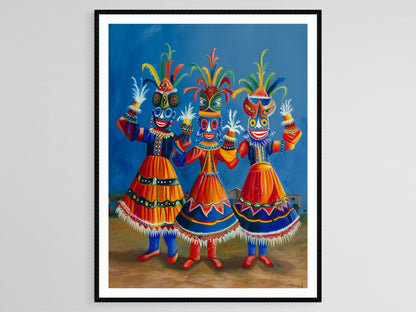 Affiche Diablada – Affiche de Danseurs Boliviens en Costumes Vibrants