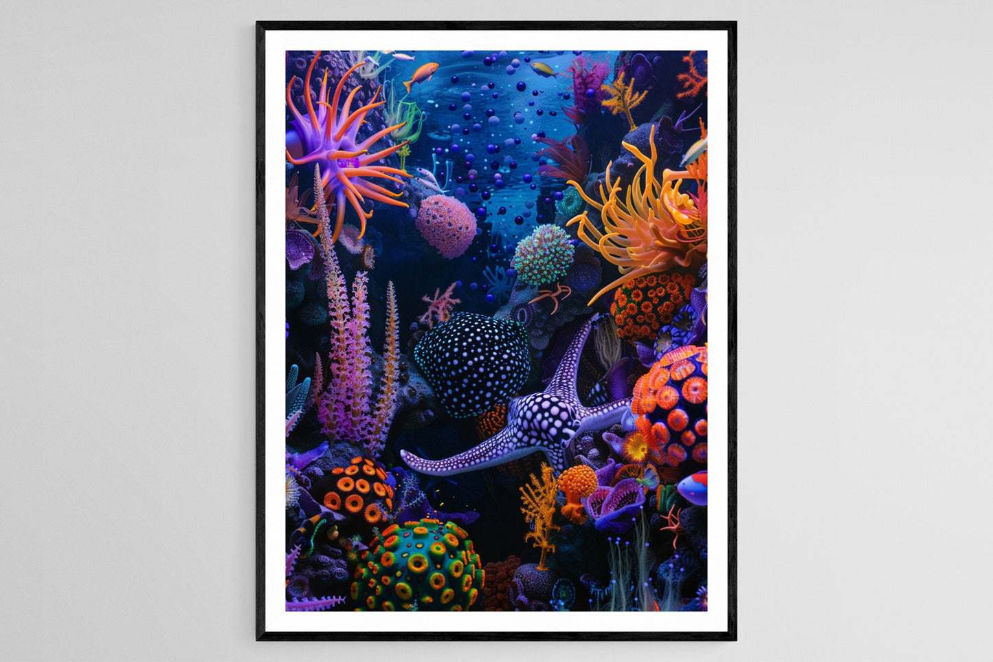 Fantasy-Unterwasserszene-Poster – Farbenfrohes und verspieltes Bild