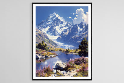 Affiche Mont Cook – Tableau des Alpes néo-zélandaises