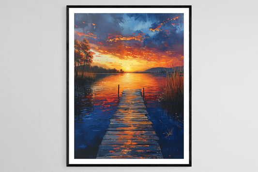 Affiche Lac Burley Griffin – Poster Aquarelle de Canberra au coucher de soleil