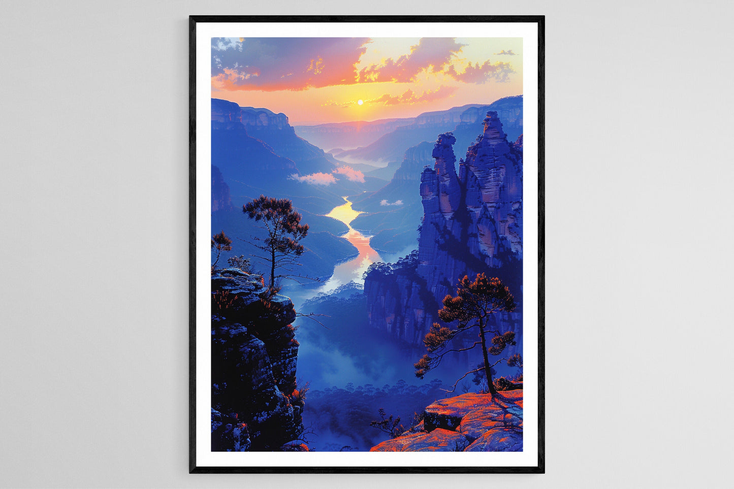 Affiche Montagnes Bleues – Poster Trois Sœurs en Art Australienne