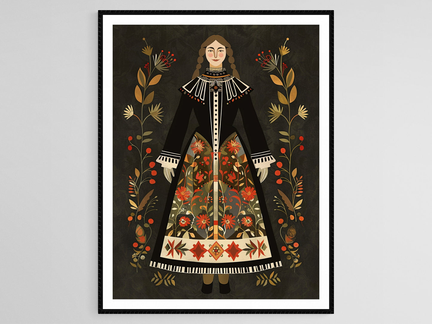 Affiche Bunad Norvégien – Poster Costume Traditionnel Illustré