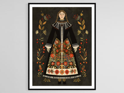 Affiche Bunad Norvégien – Poster Costume Traditionnel Illustré