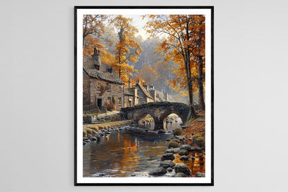 Affiche du Village Historique de Bakewell – Poster Art Paysage du Peak District