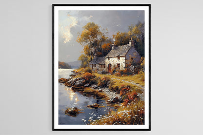 Affiche Village Irlandais – Poster Cottage et Abbaye Enchanteurs
