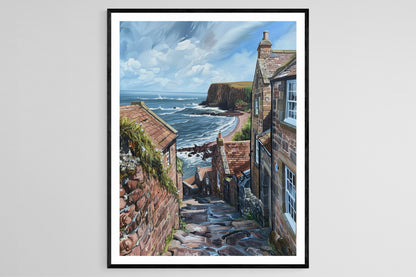 Affiche Vues Côtières de Crail – Impression d'Art de Cottages Anciens