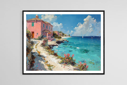 Affiche Nassau, Bahamas – Peinture Marché de Paille et Eaux Cristallines