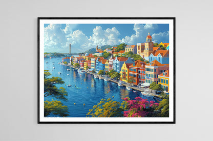 Affiche Willemstad Idéal – Poster Architecture Coloniale et Pont Emma