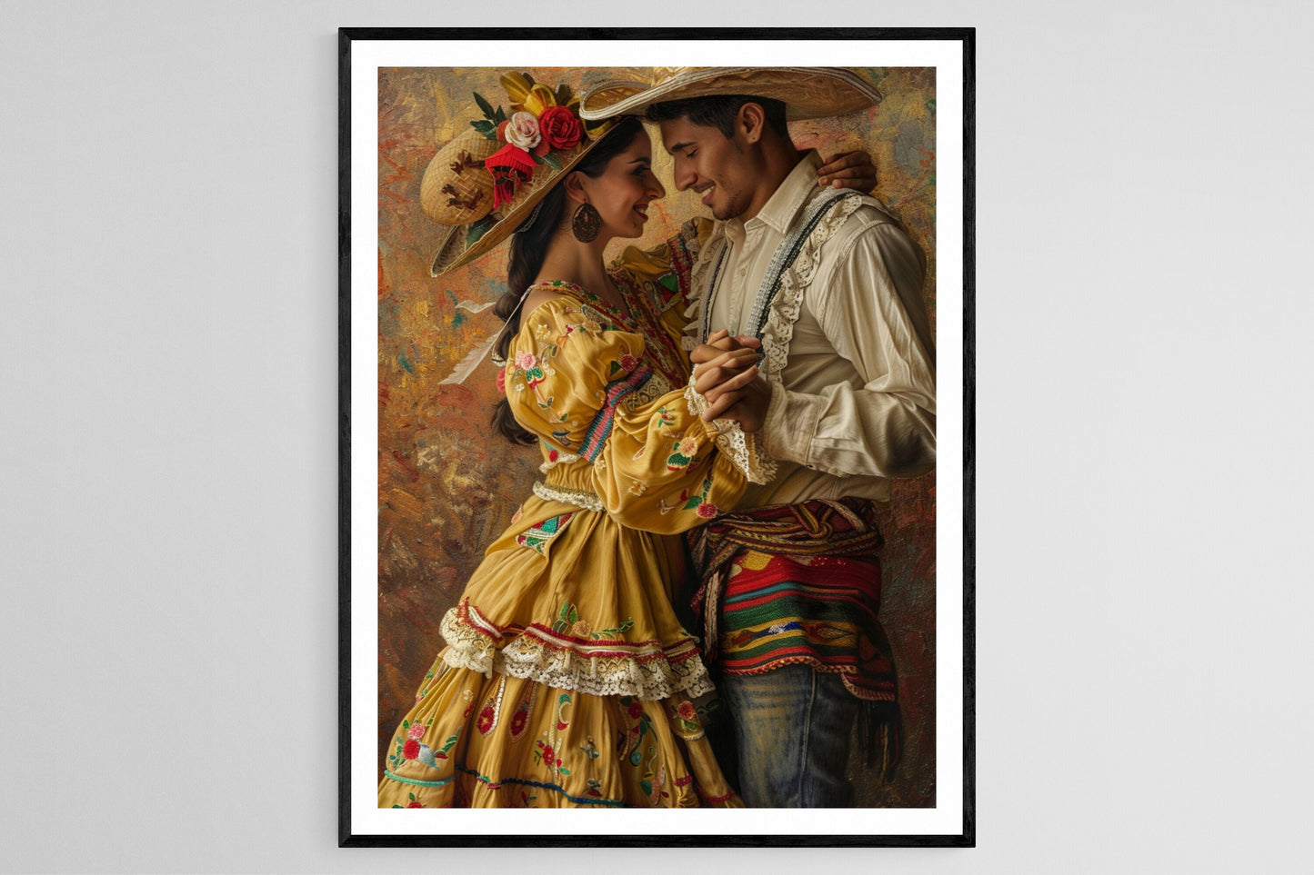 Affiche Danse Jarabe Tapatío – Peinture Mexicaine Éclatante pour Décor