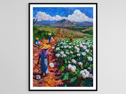Affiche Art Village Brésilien – Poster des Agriculteurs en Coton