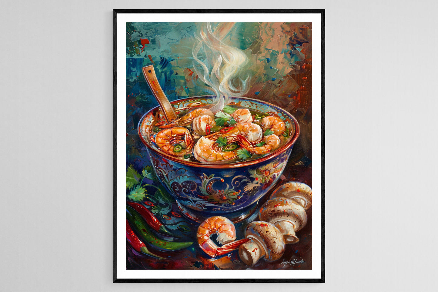 Affiche Soupe Tom Yum – Peinture Colorée pour Décoration Cuisine Thaïlande