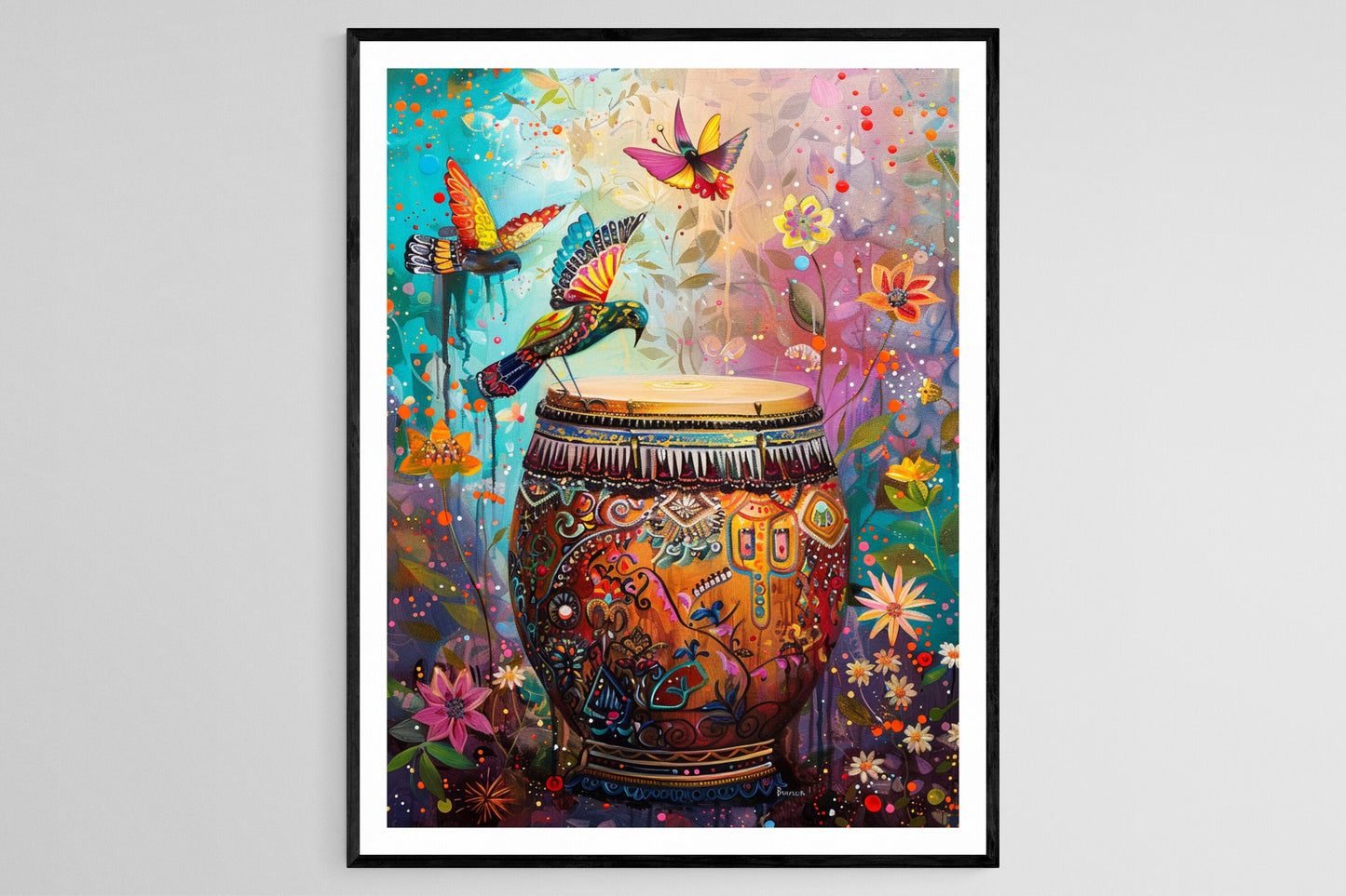 Affiche Vibrante de Dholak – Art de l'Instrument de Musique Indien