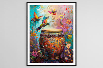 Affiche Vibrante de Dholak – Art de l'Instrument de Musique Indien