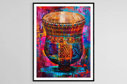 Affiche Kanjira Vibrante – Poster Art Éléments Traditionnels Indiens