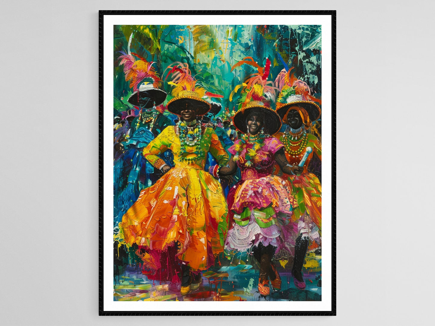 Affiche Costumes de Carnaval – Poster Tenues Vibrantes de Trinidad et Tobago