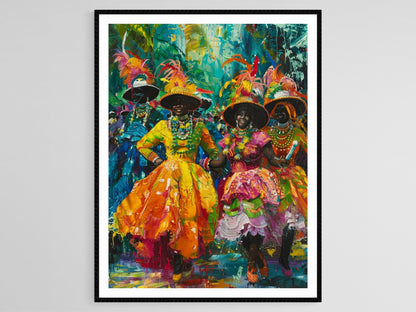 Affiche Costumes de Carnaval – Poster Tenues Vibrantes de Trinidad et Tobago