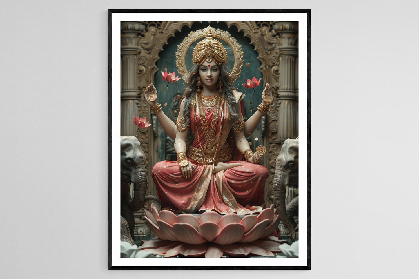 Affiche Lakshmi sur Lotus – Poster de la Déesse de la Richesse