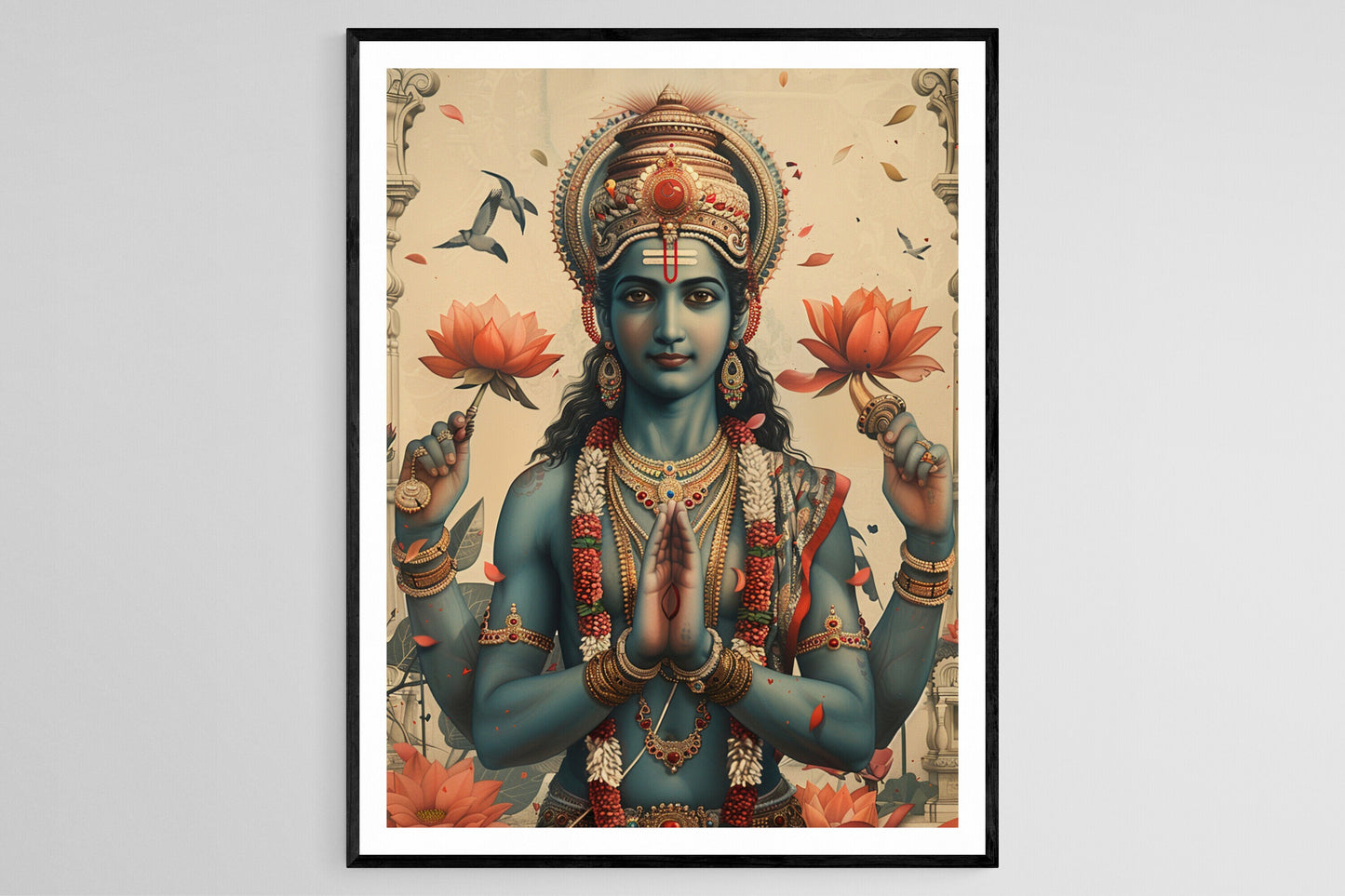 Affiche Vishnu Divin – Poster Peinture avec Conque et Disque