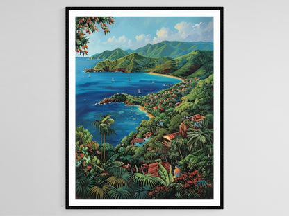 Affiche Paysage Montagneux de St. John – Poster Peinture des Îles Vierges