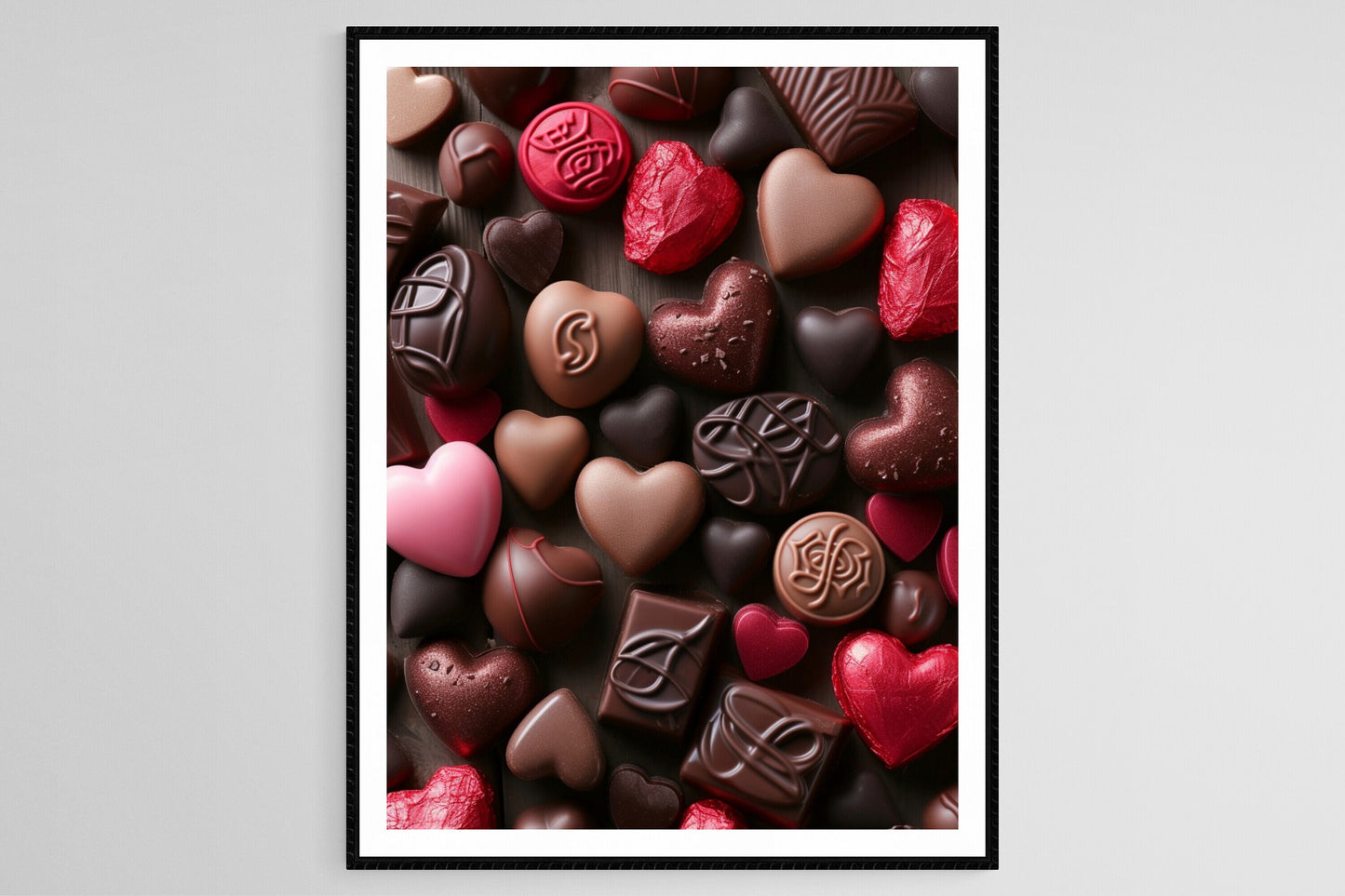 Affiche Chocolat en Cœur – Poster Déco Gourmande et Sucrée