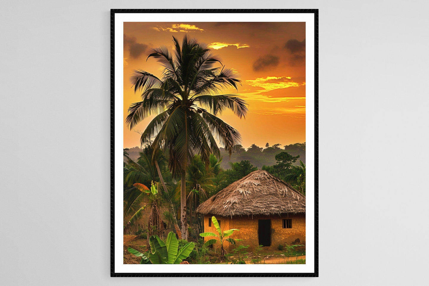 Affiche Village Ghanéen – Décor Coloré de la Culture Africaine