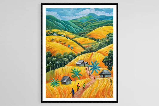 Affiche Villages Africains – Poster Art des Champs de Grain du Ghana
