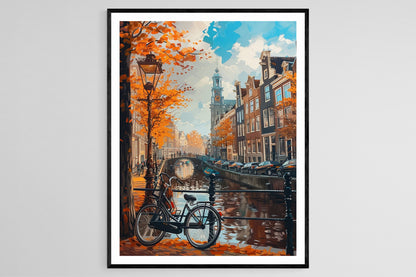 Affiche Vélo Iconique – Poster Art de la Culture Cycliste d'Amsterdam