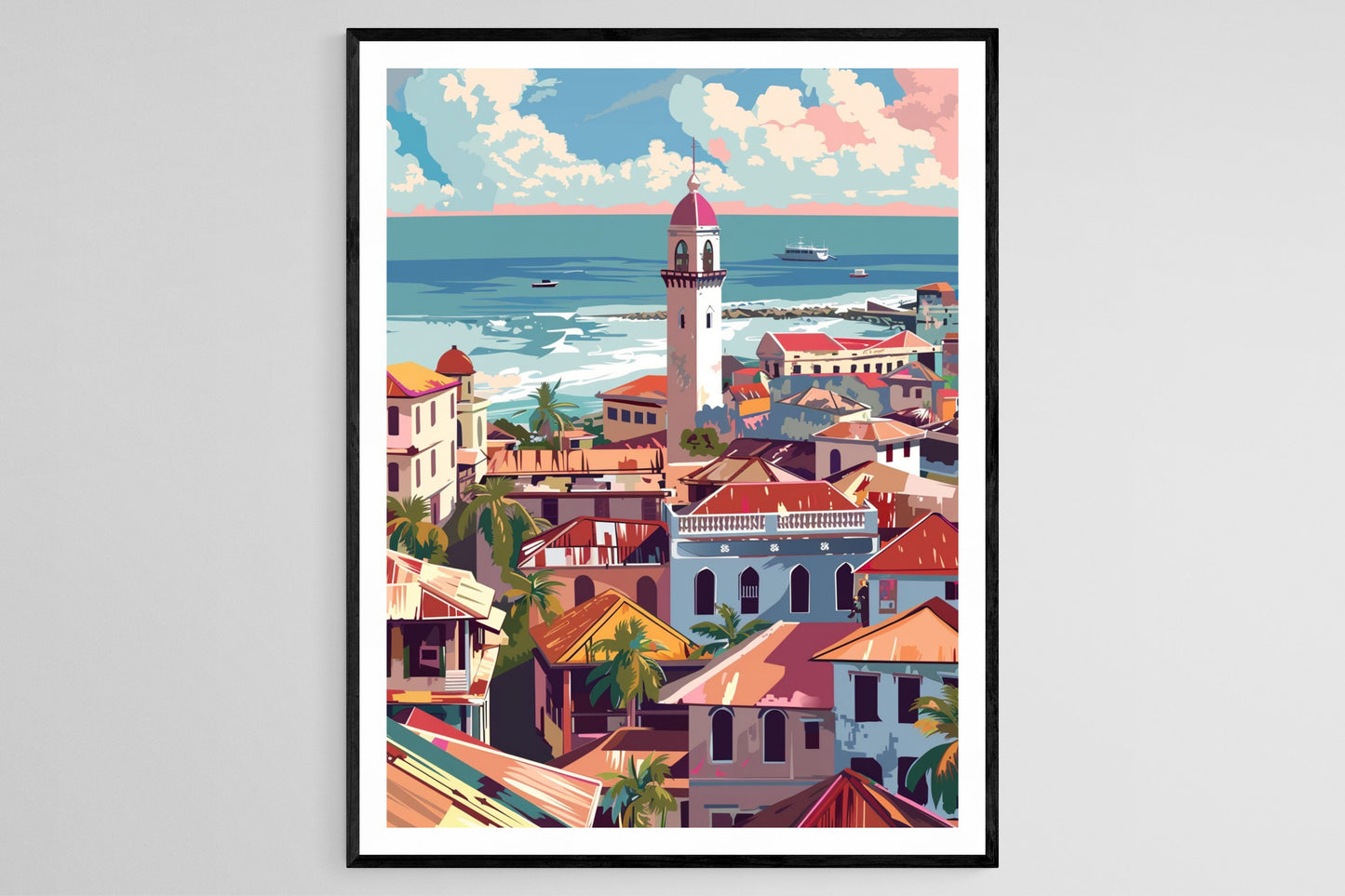 Affiche Stone Town Zanzibar – Poster Illustration Vector Plate