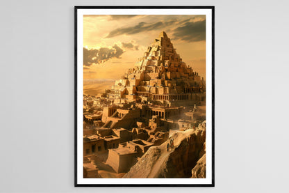 Affiche Ziggurat Babylonien – Poster Ville Ancienne et Grandeur Architecturale