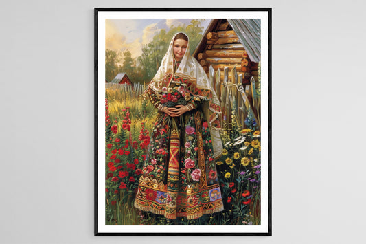 Affiche Folklore Russe – Poster Illustration Robe Sarafan