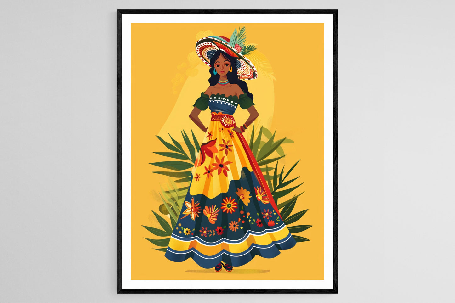Affiche Chic Brésilienne – Illustration de Robe Baiana, Art Culturel