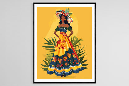 Affiche Chic Brésilienne – Illustration de Robe Baiana, Art Culturel