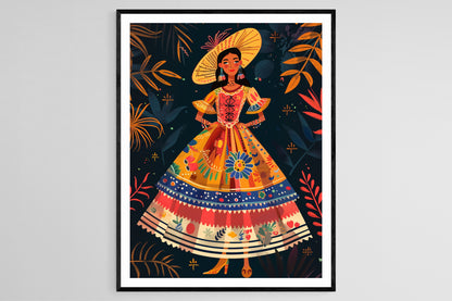 Affiche Femme Brésilienne en Robe Baiana – Illustration Chic, Art Culturel
