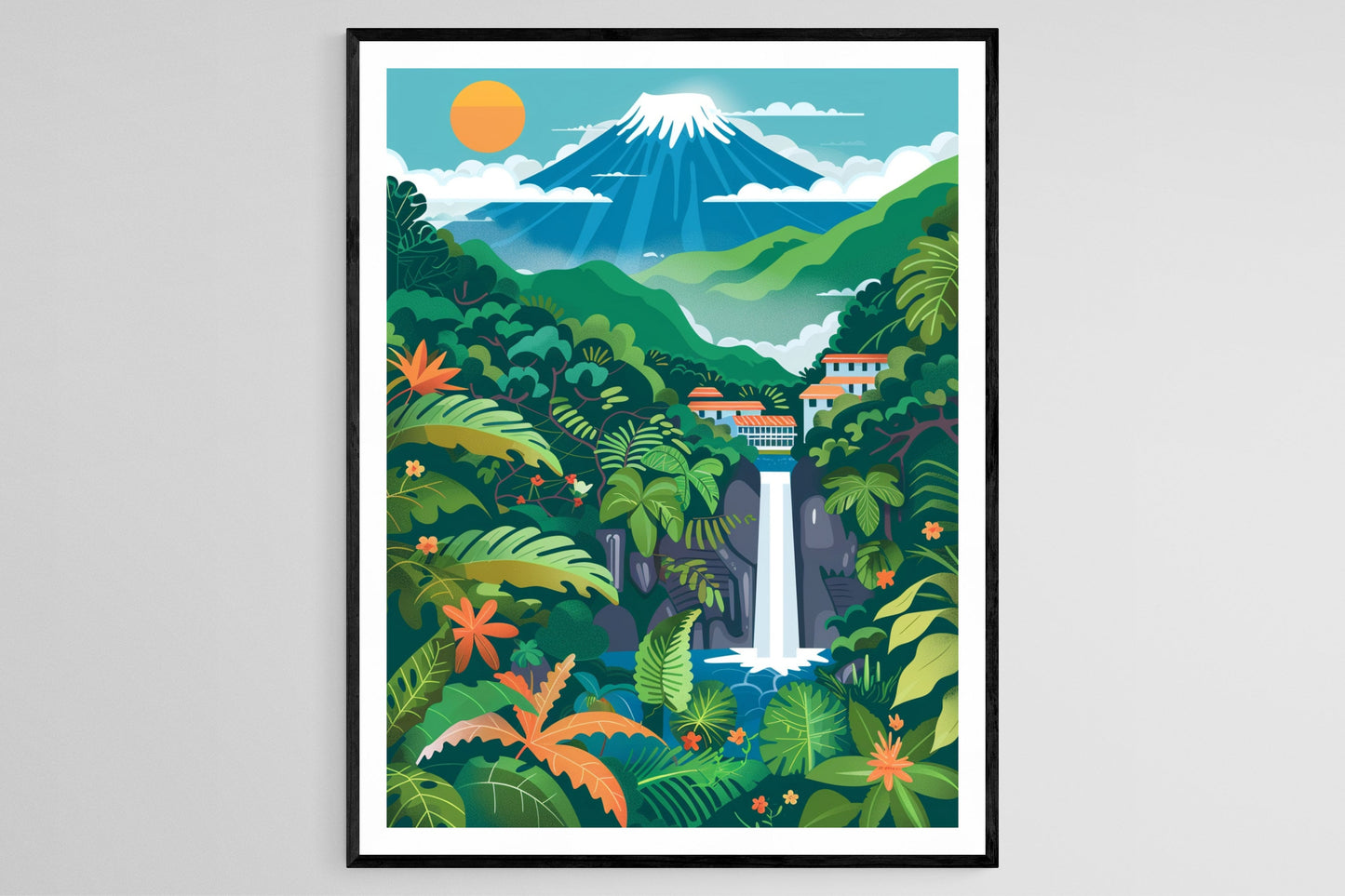 Affiche Baños Équateur – Poster Art Vectorielle Chutes d'Eau & Sources Thermales