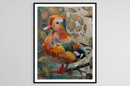 Affiche Canard Mandarin – Peinture Aquarelle Animaux Sauvages